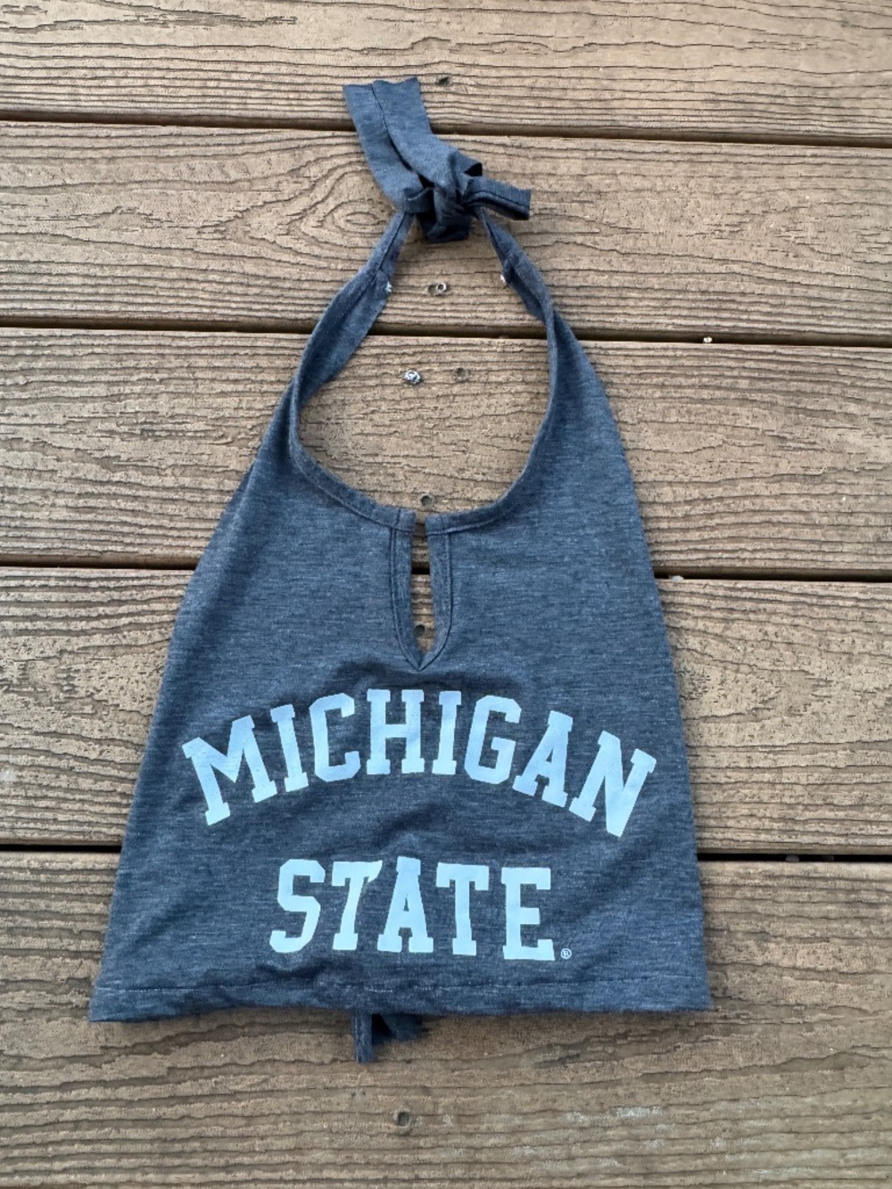 Michigan State Gray Reworked Vintage  Halter Top XS